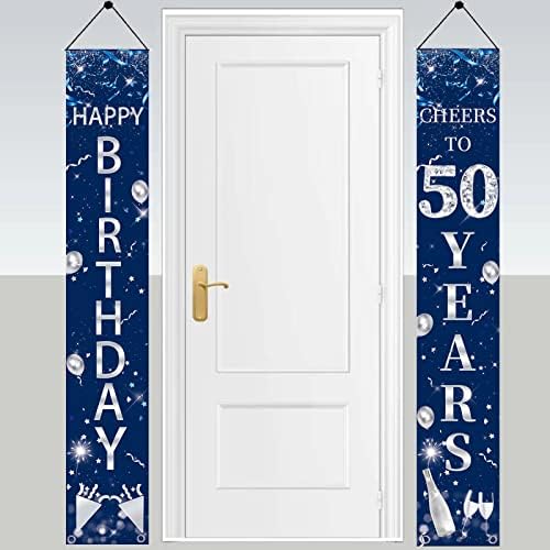 Blue Silver Банер на 50-ия Ден от Раждането, Бижута за мъже, Поздрави с 50-Годишнината, Поздравления с 50-Годишнината, Аксесоари