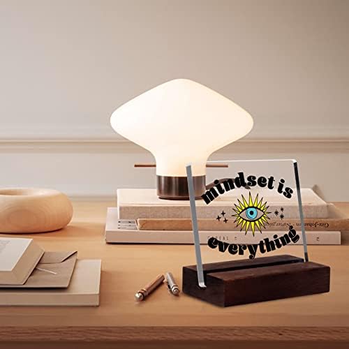 Msyueos Mindset на Всички е ясно Настолна табела с Дървена стойка Вдъхновяващ Декор за вашия дом офис Знак за Насърчаване