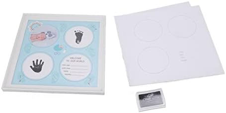 Комплект отпечатъци от детски ладошек, лесно документируемый, Сигурен Комплект рамки за бебешки отпечатъци, Здрава Привлекателна декоративна част за дисплей (син)
