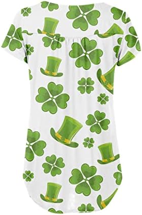 ADHOWBEW Риза На Деня на Св. Патрик, Дамска Риза с 3/4 ръкав, Щастливи Тениски с Трилистником, Ирландски Фестивал, е Подарък, Кръгъл Отвор, Ежедневни Блузи Големи Размери