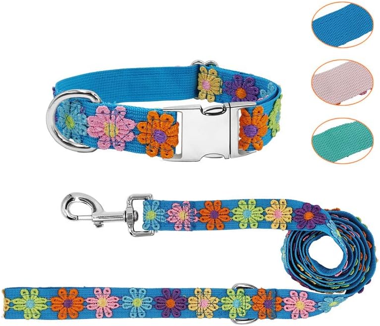 Набор от греди и каишки GINIDEAR за кучета-момичета с красиви кружевными цветя и с бродерии за ежедневните разходки на