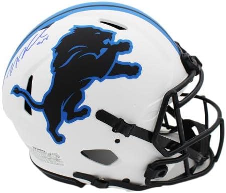 Минути Джей Хокенсон Подписа Истински Лунен каска NFL Detroit Lions Speed с автограф Минути Джей Хокенсона - Каски NFL с