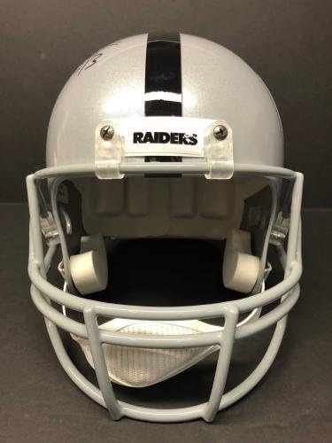 Уорън Sapp е Подписал Реплика на футболен шлем Oakland Raiders F/S HOF 13 JSA 7037 с подпис на Уорън Саппа - Каски NFL с автограф