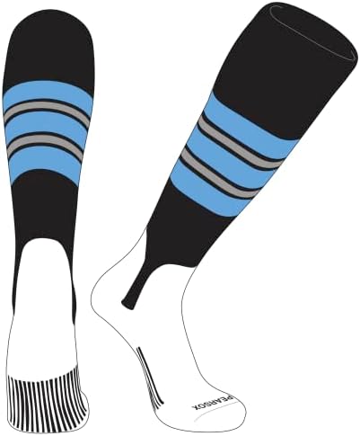 Чорапи-стремето за бейзбол и софтбол КРУША СОКС OTC (E, 5 инча) Черен, Небето-Синьо, Сребристо