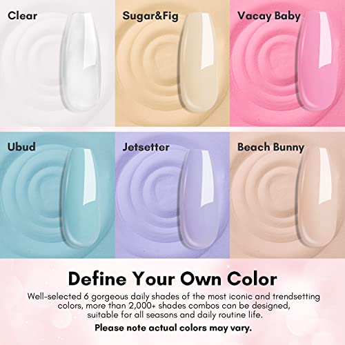 Комплект за нокти Makartt Dip Powder, 6 Цвята Акрилни Прах цвят Карамел, 2 В 1, Прозрачен Телесно-Розов Комплект Акрил на