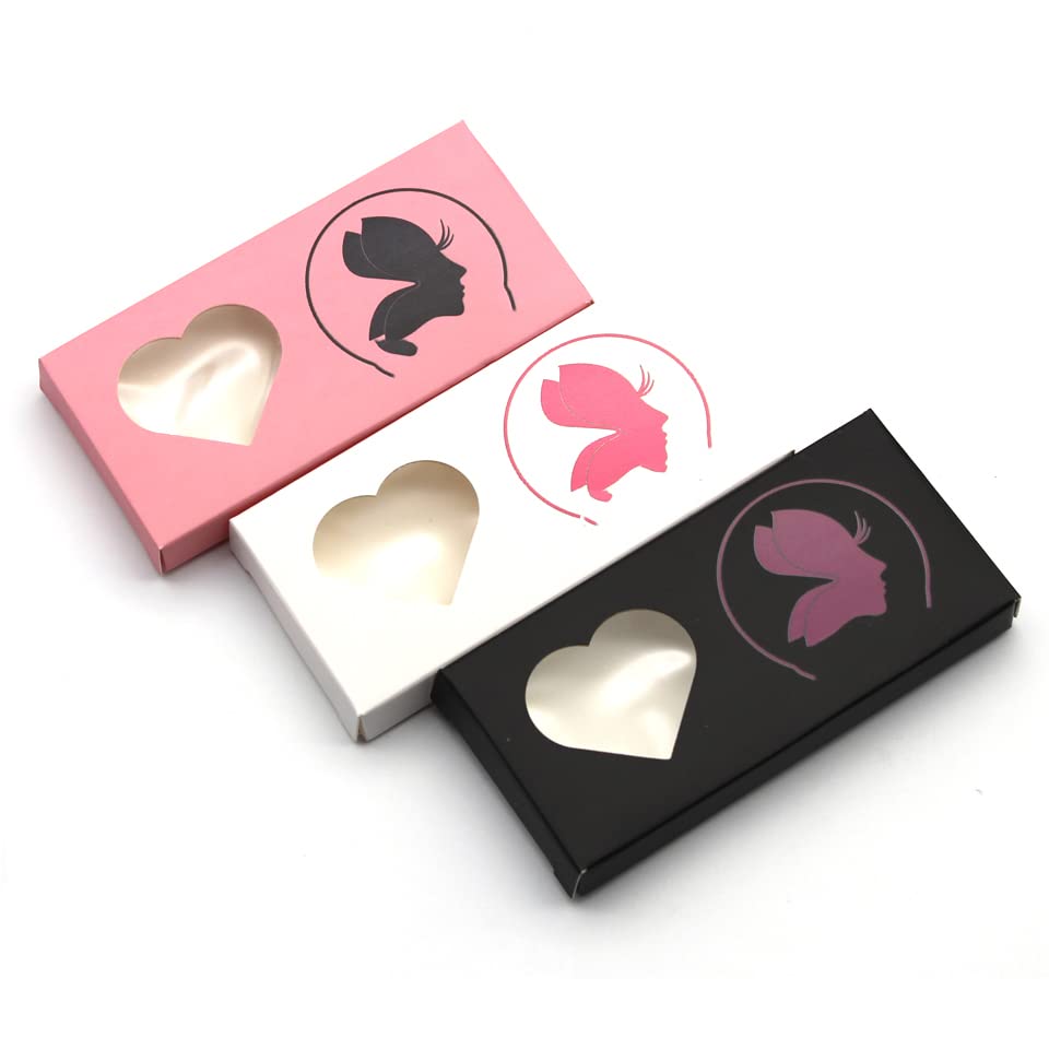 Кутии за мигли в стила на пеперуди от Мрамор, Опаковане Празни Миглите във формата на сърце Черно с Розов Цвят, само X07BoxesOnly,