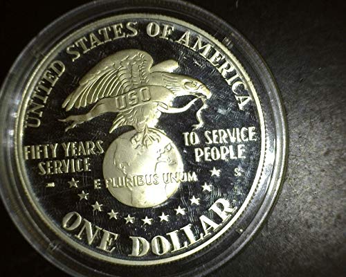 1991 - те години на United Service Organizations USO ПРОБА за Сребърен долар на САЩ номинална стойност от