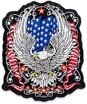 Летящ Орел с Железни американски Знамена На Централната Нашивке за Ветеранского Жилетка Мотоциклетист или Колоездач