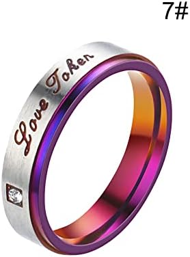2023 Стомана Лилаво, Лилаво и пръстен с Диамант Двойка Титанови Модерен Европейски Двойка Пръстени Ring Love Американски