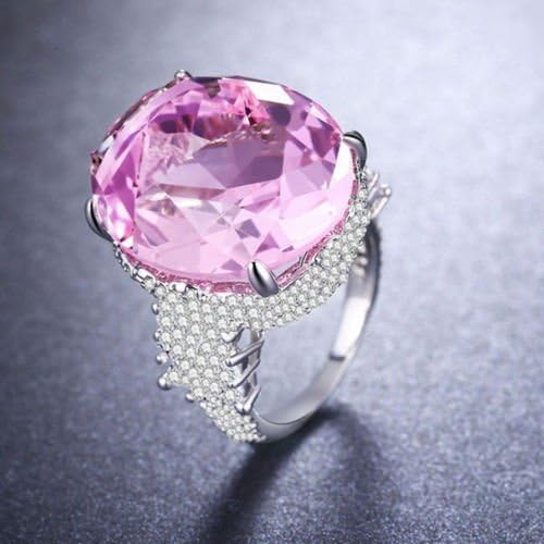 Дамски пръстени от сребро 925 проба с розов топаз и сапфир кръг нарязани на уникални сватбени декорации (6)