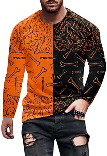 Хелоуин, Мъжки 3D Цифрови Тениски, Мъжки тениски с Принтом Тиква за Хелоуин, Блуза, Дълга Дизайнерски Тениски за Мъже