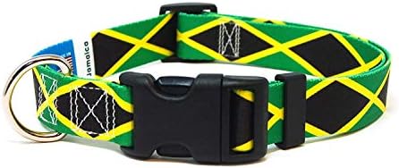 Нашийник за кучета Ямайка | Флаг на Ямайка | Быстросъемная обтегач | Произведено в Ню Джърси, САЩ | за средни кучета