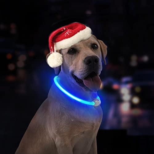 LaRoo Led нашийник за кучета, Режущийся силикон, USB Акумулаторни куче светлини за нощни разходки, Водоустойчив, Светлинен