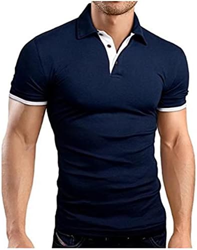 Мъжки Ризи Поло Ymosrh, Мъжки Ежедневни Ризи Slim Fit С Къс ръкав, Контрастиращи на Тениски в стил мозайка,
