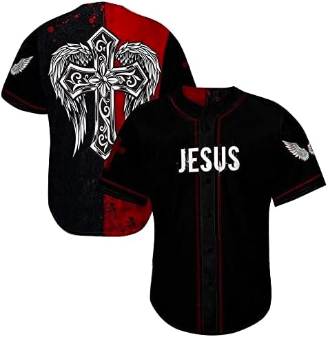 Бейзболна Трикотажная Риза Faith Cross Wing of Jesus с Кръст на Вярата, Религиозната риза с Кръста на Исус