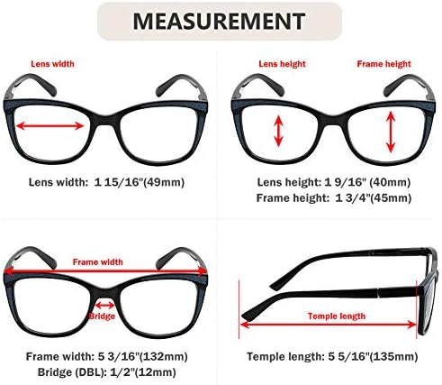 Eyekepper 4 опаковки Женски Очила за четене с Шарките на котешки очи, Ридеры за жени +3,00