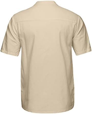 Мъжки Памучен Бельо Риза Хенли, Мъжки Летни Блузи С Къс Ръкав, Ежедневни, Плажни Ризи В Стил Хипи, Свободни Основни Тениски С