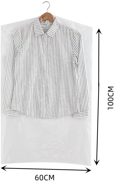 10 X Прозрачни пластмасови торби за дрехи за закачане на дрехи, Защитни Покривала за чанти за химическо чистене, Прахоустойчив калъф за чанти за костюми за съхранени