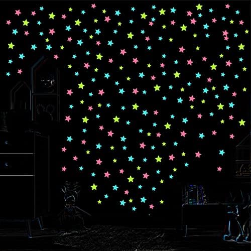 Светещи в Тъмното Звезди, 200 3D Стикери със Светещи Звезди за детска спални, Светещи Звезди Създават Реалистична