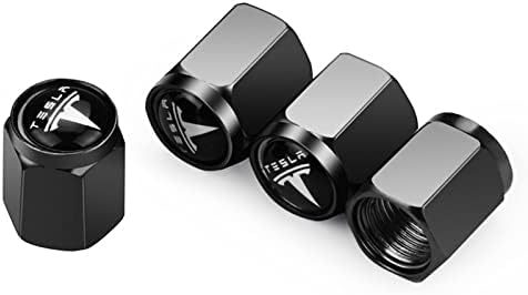 Капачката на вентила на автомобилни гуми за Tesla, Черно Сплав, Прахоустойчив Капачка на Автомобилни Гуми, Въздушна Капак, Подходящи Аксесоари Tesla (4 бр.)