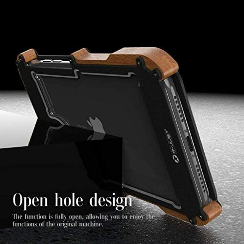 Нов Хибриден Калъф за телефон с Метална рамка от естествено дърво и алуминий за iPhone 11 Pro Max (Черен, iPhone 11)