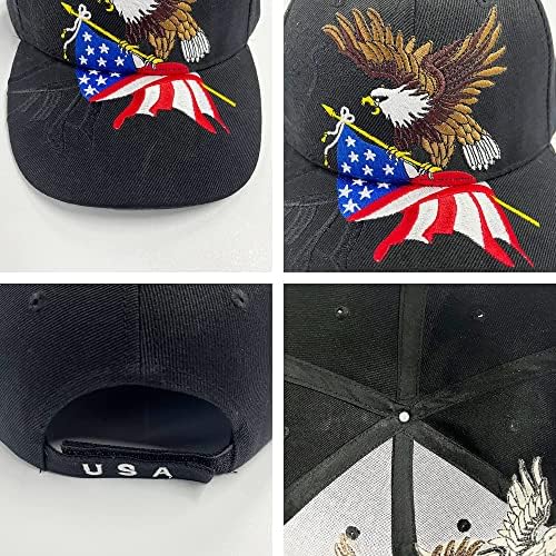 Креативна бейзболна шапка FLYOUTH с изображение на Орел и на Националното знаме на САЩ, Шапка с Див Козирка От Слънцето, Бродирани