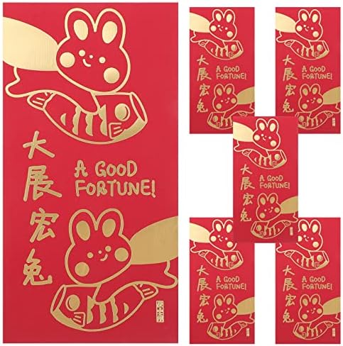 Червени Пликове STOBOK На Китайската Нова Година, 2023 Година на Заека, Червени Пликове, Червени Джоб-Пликове, Лунните