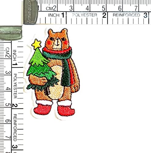 Kleenplus 3 бр.. Зимна коледна пластир с изображение на мечка, пришитый желязо, бродирана апликация, стикер на дрехи ръчна