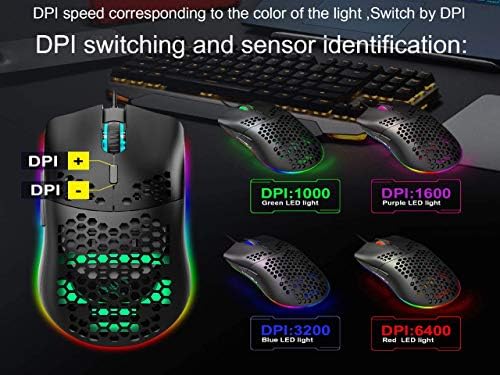 Жичен детска мишката RGB, [5000 точки на инч] [Програмируеми] [Дишаща лампичка] от 16.8 Милиона цветни led мишки, игри сензор и ергономичен дизайн с 8 бутона за геймъри PC и Mac