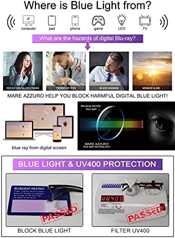 MARE AZZURO Прогресивно Многофокусные Очила За Четене, Блокиране на Синя Светлина, Дамски И Мъжки Леки Мултифокална Ридеры