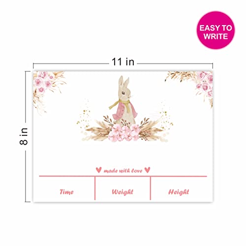 Свидетелство за раждане в болницата | 8 x 11 Розова табела с обявяването на раждането на детето в стил бохо с цветен модел Заек | Фигура със следи дете | Подарък за спом?