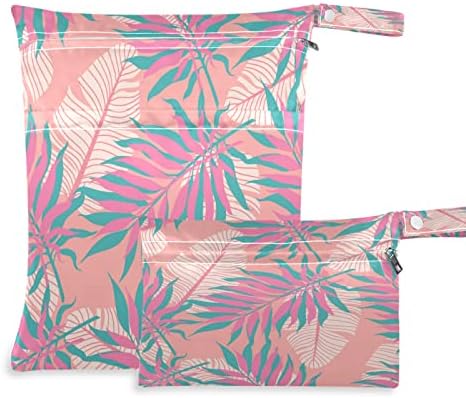 водоустойчив Влажна чанта xigua Tropical Palm за Филтър на Пелени, да Пере Многократно Мокри и Сухи чанти с 2 Джоба с Цип за