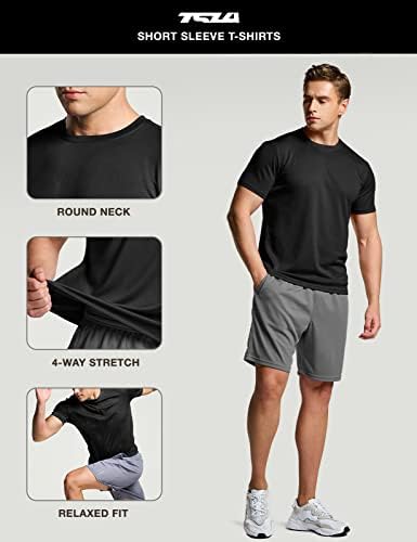 TSLA 1 или 2 Опаковки на Мъжките Ризи За тренировки и тичане, Тениски Dry Fit, Абсорбиращи Влагата, Спортни Ризи с къс