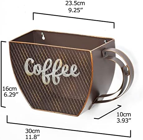 Държач за кафе чушките под формата на чаши, монтиран на стената или за масата, държач за кафе шушулки - органайзер за кафе