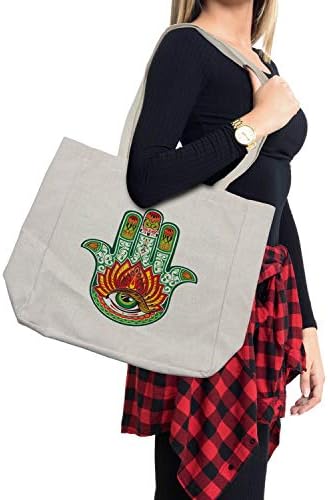 Пазарска чанта Ambesonne Hamsa, Средната Хамсия с тема Защита от уроки, Екологично Множество чанта за плажни продукти и много