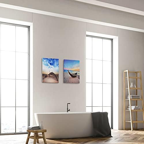 Декор за баня Стенни Изкуството на Плажната Рамка на картина Върху Платно с Принтом Океан Плакат и печат 3 Панела