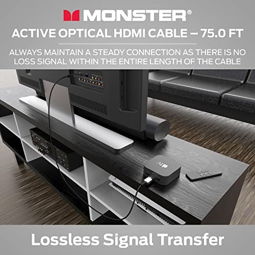 Активен оптичен кабел Monster Essentials Двупосочно Fiber Optic HDMI 2.1-48 gbps С алуминиеви экструзионным жак - Поддържа 8K