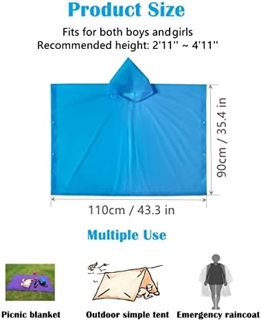 Дъждобран-Пончо за младежта и Големи деца - 2 опаковки за многократна употреба Водоустойчива Пелерина от ЕВА,