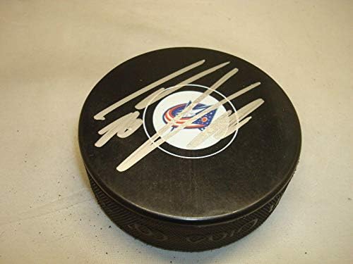 Хокейна шайба Томас Ванека с автограф Кълъмбъс Блу Джакетс 1A - за Миене на НХЛ с автограф