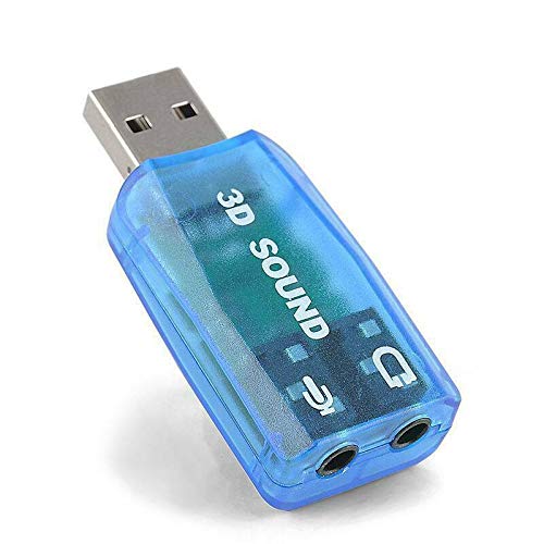 Жак за слушалки с микрофон от 5.1 USB до 3.5 мм стерео слушалки, Аудиоадаптер за 3D-звукова карта (син)