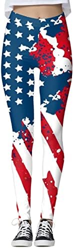 Американското Знаме от 4 юли Женски Гамаши С контрол на корема Панталони с Флага на САЩ Удобни Леки Спортни Йога,
