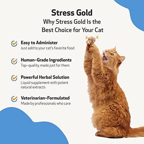 Благосъстоянието на домашни любимци - Злато от стреса за котки - Естествена подкрепа за облекчаване на стреса