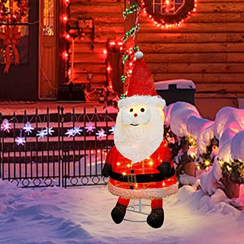 Коледа Складное украса Дядо Коледа Lulu Home, 27,5-Цолови 48 led украса Дядо Коледа с прозрачна подсветка за Включване Сгъваема