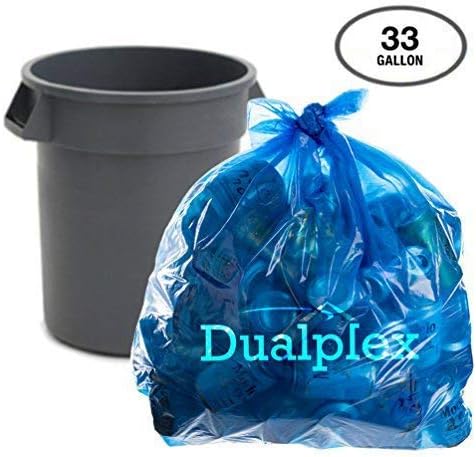 Dualplex Сини Торби За боклук 33 Литра | Чанта за рециклиране на отпадъци 33 Литра | 100 / калъф 33 X 39 1,2 Mils |