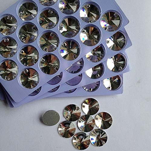 Xuccus 18 мм 80 бр. Дойде Кристални Кристали и Стъклени Копчета с плоска обратна страна с 2 Дупки Прозрачни Кристални Камъни