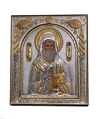 Православна икона на Свети Нектария от Сребро/Гръцки/Ръчно