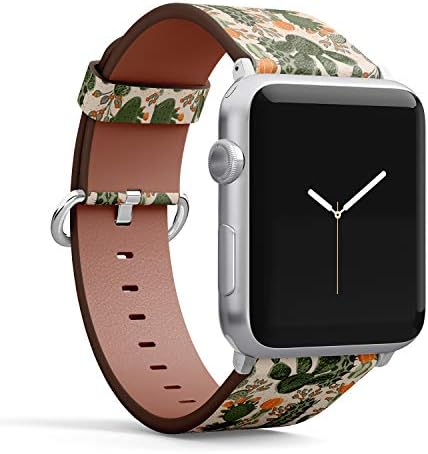 Съвместим с малки Apple Watch 38 мм, 40 мм 41 мм (всички серии) Кожена каишка за часовник Каишка Гривна с адаптери (Зелен