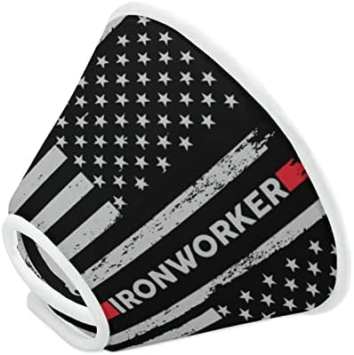 Ironworker Флаг на САЩ Кученце Конусообразный Яка Регулируем Нашийник за Възстановяване на Домашни Любимци Защитен