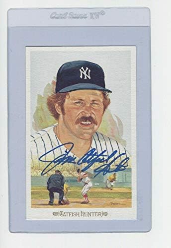 Джим Сом Хънтър Подписа Автограф на пощенска Картичка от 1989 Г. Перес-Стила - Издълбани подпис MLB