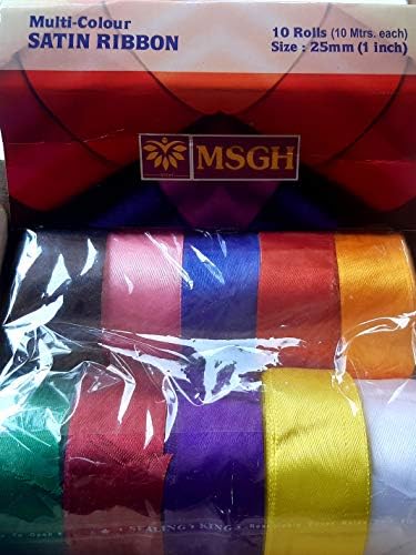 Комплект разноцветни сатен ленти MSGH от 10 ролки с Общо тегло от 100 тона (един инч)